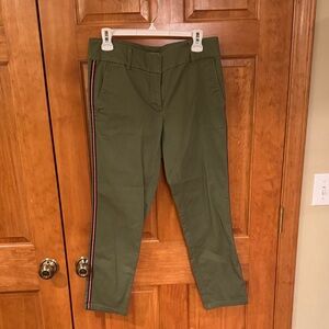 LOFT Olive Green Pants with Red Stripe